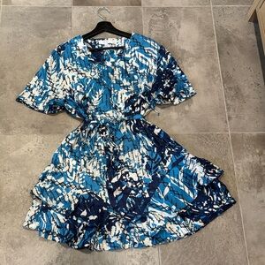 Reiss Blue and White Midi Dress